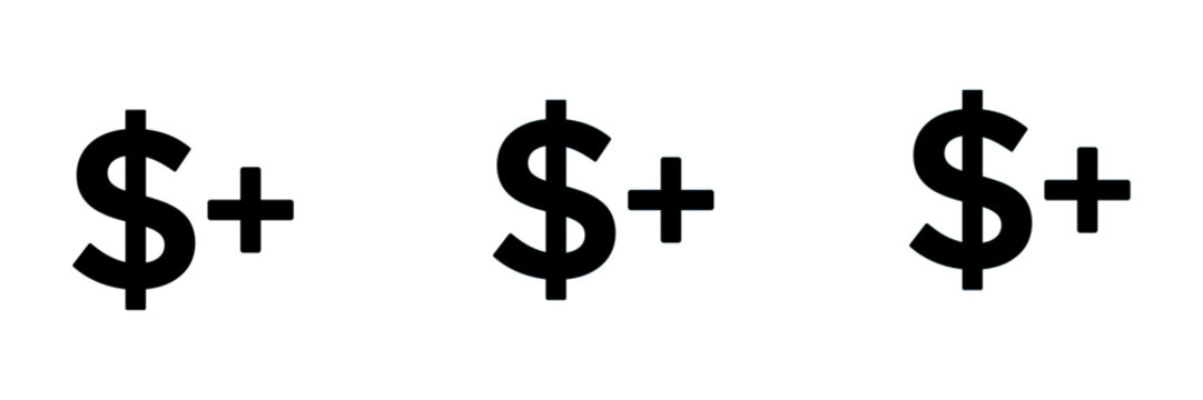 Three dollar plus sign icons with positive symbol