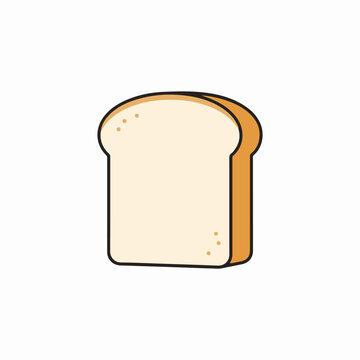 White bread slice vector illustration featuring minimalist flat design style with thick black outlines on a clean isolated white background
