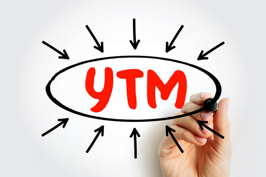 YTM - Yield To Maturity is the percentage rate of return for a bond assuming that the investor holds the asset until its maturity date, acronym text with marker