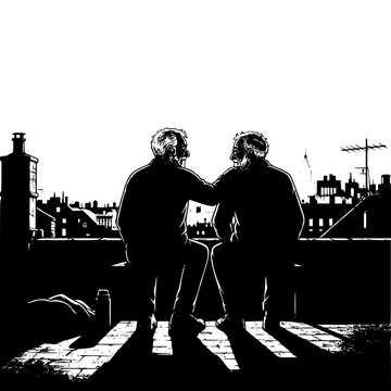 Two Men Watching the Sunset on a Rooftop 3