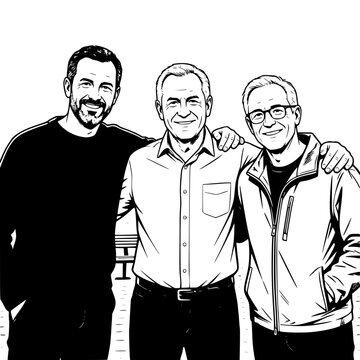 Three Men with Arms Around Each Other's Shoulders 3