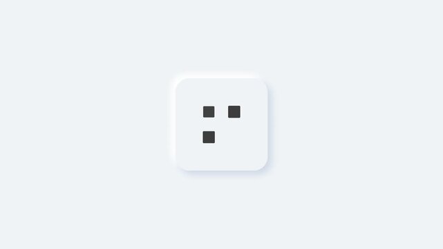 Minimalist white neumorphic QR code icon on plain background.