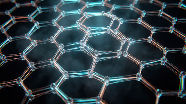 Dense bronze honeycomb wireframe mesh glowing softly across a futuristic network surface