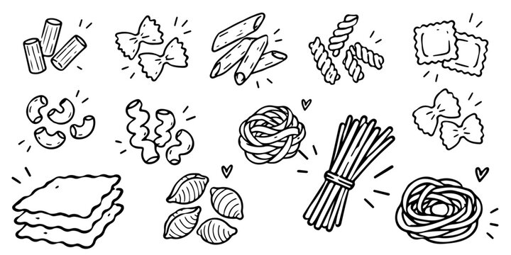 Illustration with different types of pasta