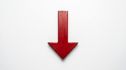 A single red arrow pointing downwards on a plain white background