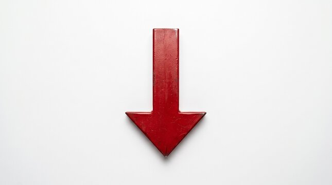 A single red arrow pointing downwards on a plain white background