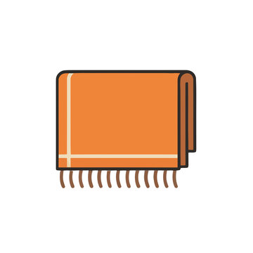 Orange folded blanket with fringe