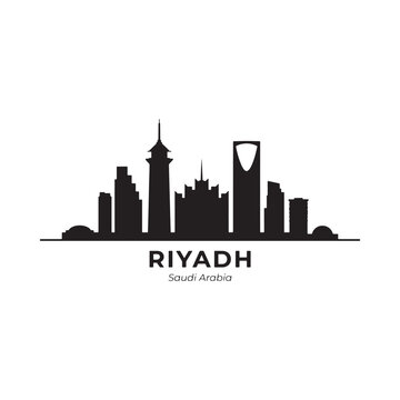 Riyadh skyline silhouette against a white background representing urban architecture