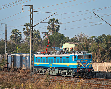 A freshly overhauled Indian Railways WAG-7 electric locomotive e