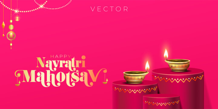 Happy Navratri Mahotsav banner background.