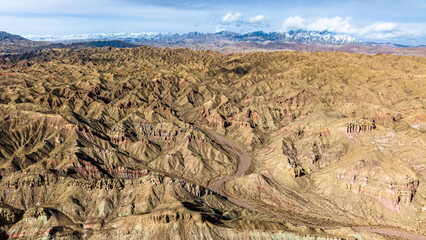 Aerial view of red bed hilly landform, Jupiter Valley, Zhangye Global Geopark, Gansu, China © Jiajie Qiu