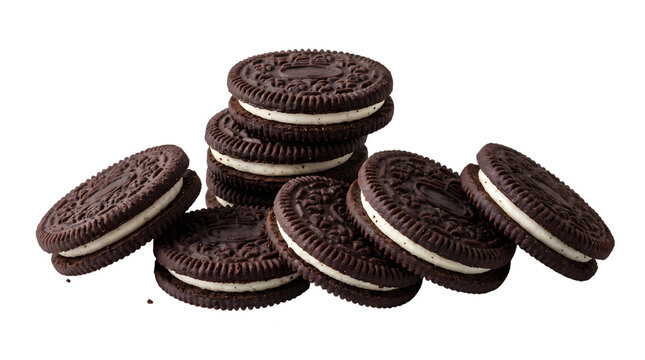Stack of Chocolate Sandwich Cookies with Cream Filling