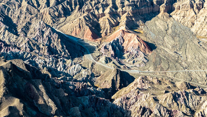 Aerial view of red bed hilly landform, Jupiter Valley, Zhangye Global Geopark, Gansu, China © Jiajie Qiu