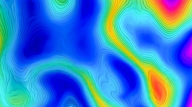 カラフルな等高線が広がる地形図風の抽象背景