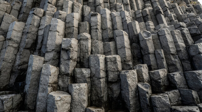 Natural basalt rock columns at Giants Causeway illustration