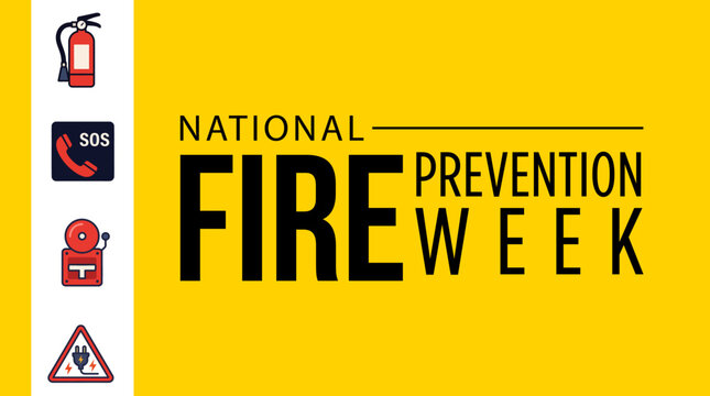 National Fire Prevention Week Banner Vector Graphic