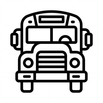 School bus line icon front view for education and transportation