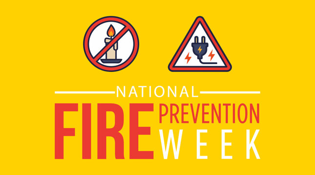 National Fire Prevention Week Banner Vector Graphic