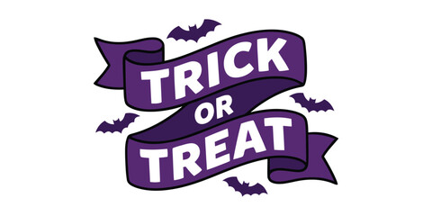 Vintage style trick or treat banner illustration with bats for halloween celebrations © MD.Khalad Hasan