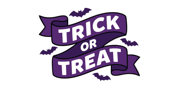 Vintage style trick or treat banner illustration with bats for halloween celebrations