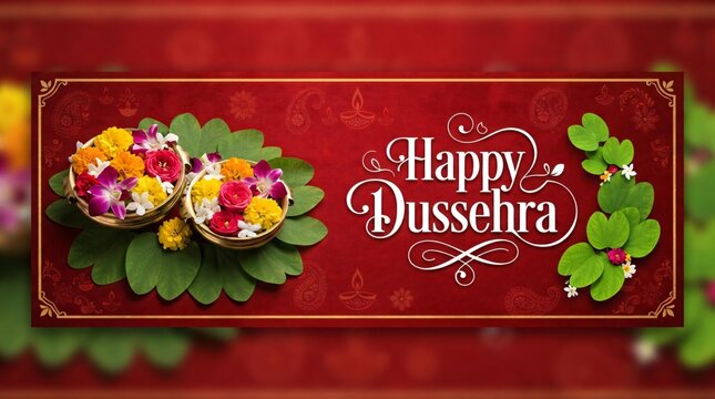 Happy Dussehra Greeting with Traditional Indian Sweets and Festive Decorations