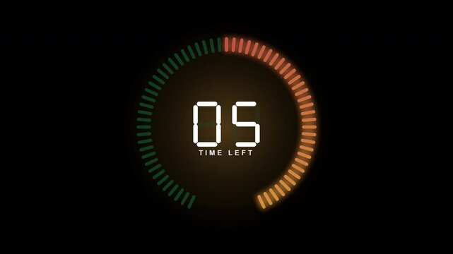 Circular LED Segment Countdown Timer 10 Seconds Motion Graphic
