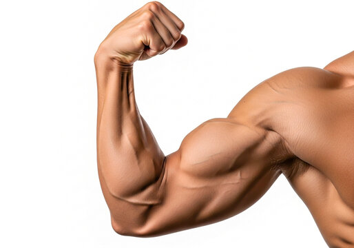 Muscular arm flexing to show strength and fitness
