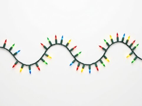 Colorful christmas light string decoration isolated on white background
