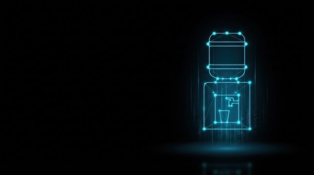 Glowing blue wireframe microchip hologram on dark background showcases cutting-edge AI, digital science, and high-tech innovation for tech presentations.
