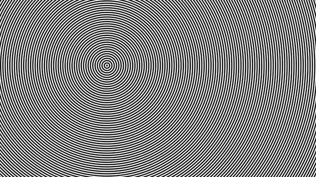 Black and white concentric circle ripple effect with optical illusion pattern