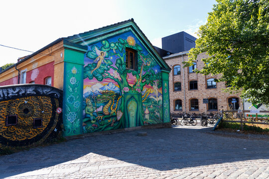 Alternative lifestyle of Freetown Christiania residents in Copenhagen, Denmark