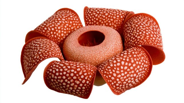Rafflesia arnoldii, the world's largest flower, also known as the corpse flower, isolated on a white background.