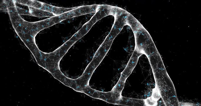 Abstract Futuristic Science Background Glowing DNA Helix Loop 4K. Science and Medical Concept.