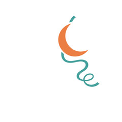 Orange crescent shape with teal ribbon © adrianus