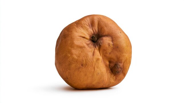 Old shriveled and rotting apple isolated on a white background