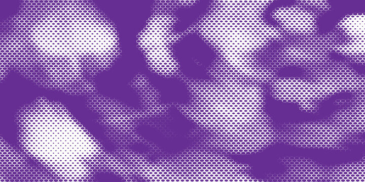 Purple and white halftone hexagon pattern background vector abstract world map cloud texture