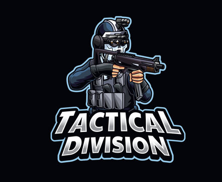 Tactical Division Skull E-sports Mascot Logo Illustration