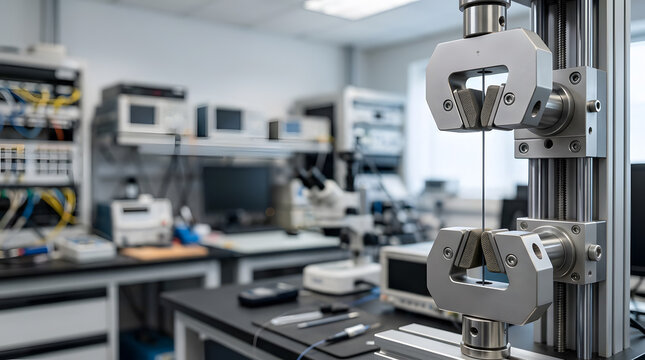 fiber optic cable tensile testing fixture for material strength evaluation, quality control and reliable telecommunications component development