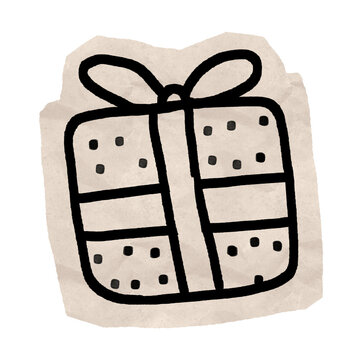 Hand Drawn Doodle Texture Gift Box for Scrapbook. Good for digital journal, scrapbook decoration, planner, new year celebration and sticker.