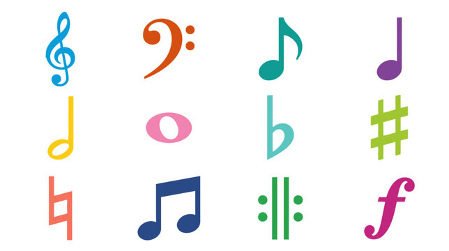 Colorful Music Notes and Symbols Collection