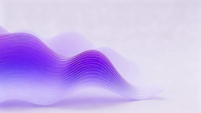 Abstract purple gradient wavy lines forming smooth curves on a light background