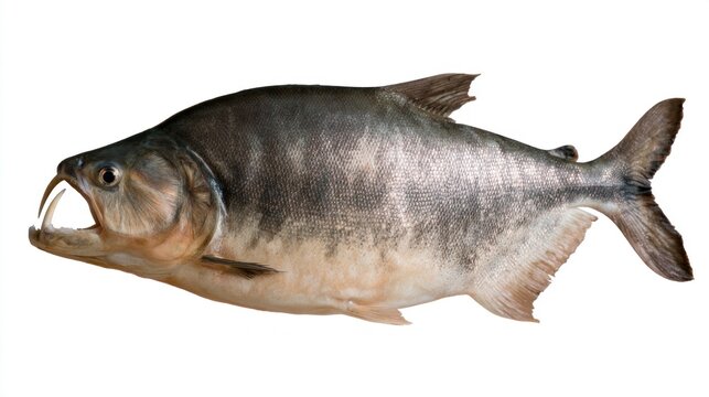Payara Vampire Fish with Open Mouth and Sharp Fangs Isolated on White Background