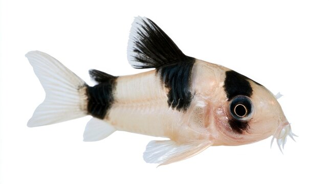 Panda Corydoras (Corydoras panda) catfish isolated on white background