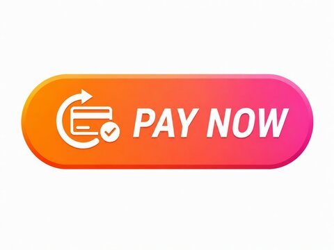 Bright orange and pink pay now button with circular arrow icon
