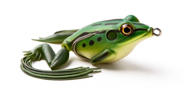 Realistic Green Frog Fishing Lure Isolated on White Background