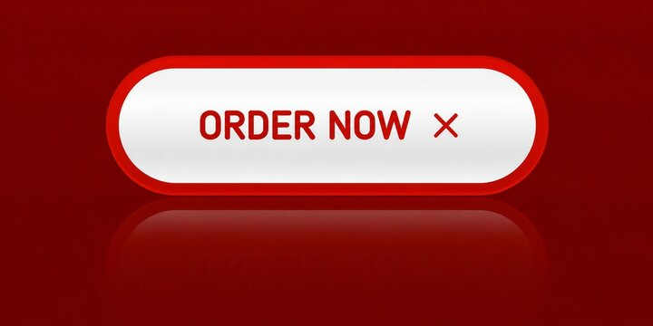 Red call to action button with order now text and close icon