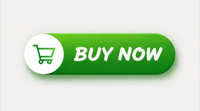 Green buy now button with shopping cart icon