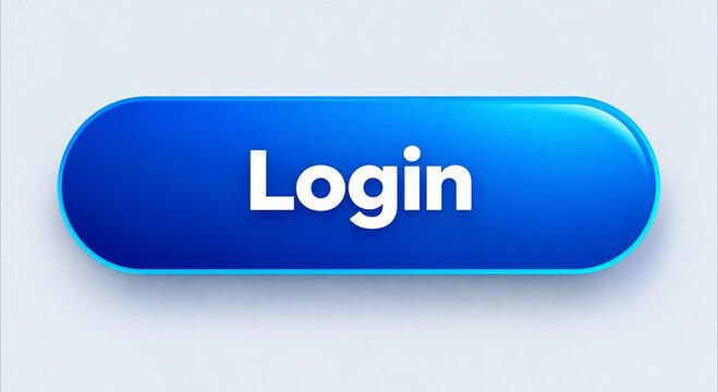 Modern blue pill-shaped login button with glossy effect
