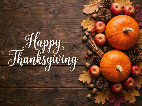A beautiful and heartwarming thanksgiving scene featuring pumpkins apples and autumn leaves evoking feelings of gratitude and togetherness