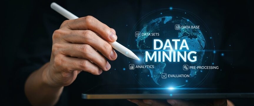 Data mining concept with digital globe interface